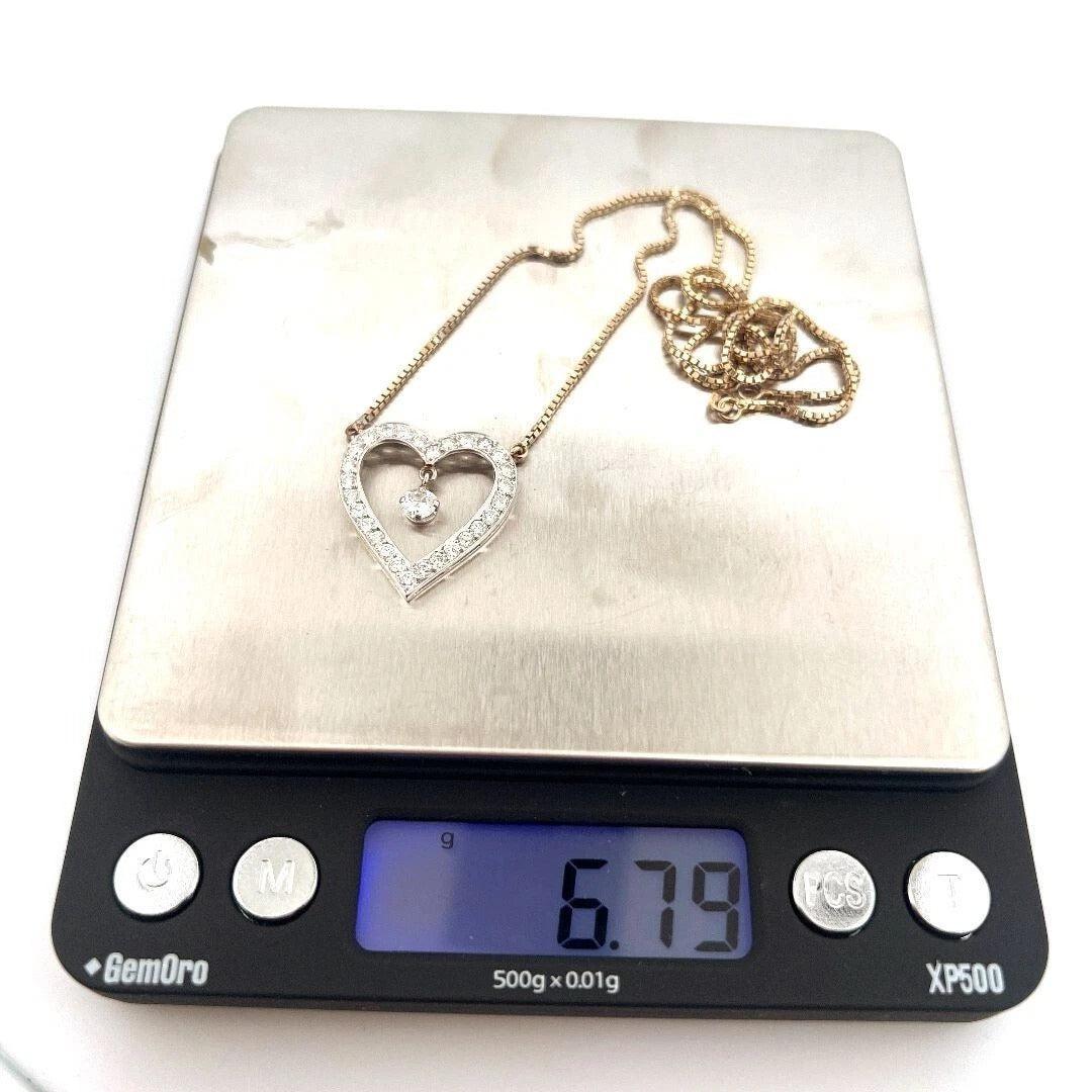 Vintage 1.05CTW Old European Cut Natural Diamond Pave Open Heart Dangle Necklace - Devine & Co.