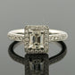 14K White Gold Emerald Cut Diamond Ring 0.72ct VS2 J, Halo Diamonds 0.34ctw by Devine & Co