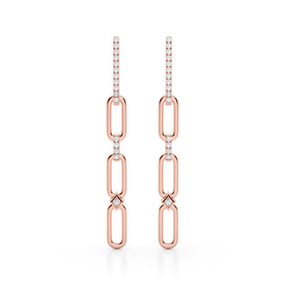 14K Paperclip Diamond Dangle Post Earrings 0.26CTW - Devine & Co.