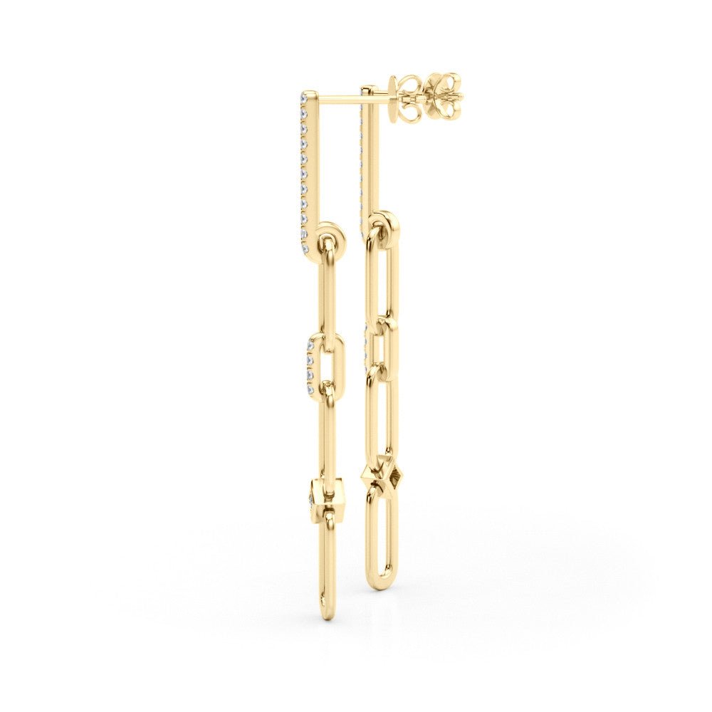 14K Paperclip Diamond Dangle Post Earrings 0.26CTW - Devine & Co.