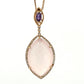14K Rose Gold Rose Quartz & Amethyst Pendant Necklace 14.3ct Quartz Diamond Halo - Devine & Co.