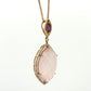 14K Rose Gold Rose Quartz & Amethyst Pendant Necklace 14.3ct Quartz Diamond Halo - Devine & Co.