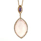 14K Rose Gold Rose Quartz & Amethyst Pendant Necklace 14.3ct Quartz Diamond Halo - Devine & Co.