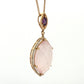 14K Rose Gold Rose Quartz & Amethyst Pendant Necklace 14.3ct Quartz Diamond Halo - Devine & Co.