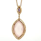 14K Rose Gold Rose Quartz & Amethyst Pendant Necklace 14.3ct Quartz Diamond Halo - Devine & Co.
