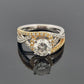14K Two - Tone Diamond Engagement Ring Round 1.52ct GVS2 EGL Halo Bypass Setting - Devine & Co.