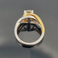 14K Two - Tone Diamond Engagement Ring Round 1.52ct GVS2 EGL Halo Bypass Setting - Devine & Co.