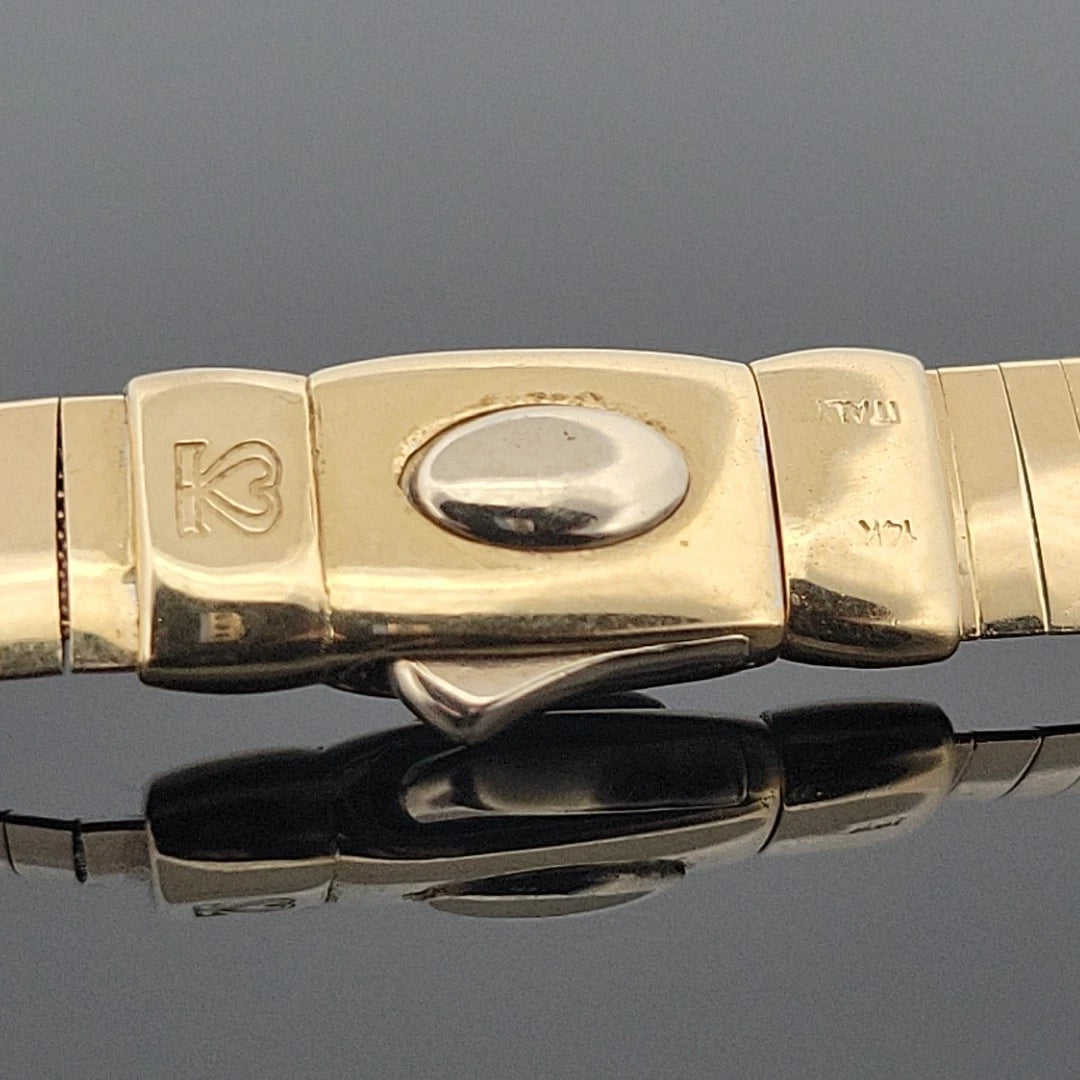 14K Two - Tone Omega Necklace 18 Reversible Italy Pave Diamond Slide 1.55ctw - Devine & Co.