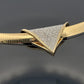 14K Two - Tone Omega Necklace 18 Reversible Italy Pave Diamond Slide 1.55ctw - Devine & Co.
