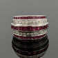 14K White Gold Ruby & Diamond Wide Band Ring Natural Square Rubies Size 7 - Devine & Co.