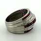 14K White Gold Ruby & Diamond Wide Band Ring Natural Square Rubies Size 7 - Devine & Co.