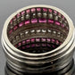 14K White Gold Ruby & Diamond Wide Band Ring Natural Square Rubies Size 7 - Devine & Co.