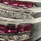 14K White Gold Ruby & Diamond Wide Band Ring Natural Square Rubies Size 7 - Devine & Co.