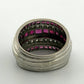 14K White Gold Ruby & Diamond Wide Band Ring Natural Square Rubies Size 7 - Devine & Co.
