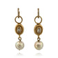 14K Yellow Gold Akoya Pearl, White Topaz & Diamond Dangle Earrings Huggies - Devine & Co.