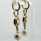 14K Yellow Gold Akoya Pearl, White Topaz & Diamond Dangle Earrings Huggies - Devine & Co.