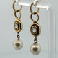 14K Yellow Gold Akoya Pearl, White Topaz & Diamond Dangle Earrings Huggies - Devine & Co.