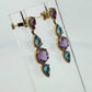 14K Yellow Gold Blue Topaz, Amethyst & Diamond Dangle Earrings 7.00ctw Gemstones - Devine & Co.