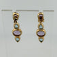 14K Yellow Gold Blue Topaz, Amethyst & Diamond Dangle Earrings 7.00ctw Gemstones - Devine & Co.