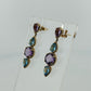 14K Yellow Gold Blue Topaz, Amethyst & Diamond Dangle Earrings 7.00ctw Gemstones - Devine & Co.