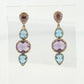14K Yellow Gold Blue Topaz, Amethyst & Diamond Dangle Earrings 7.00ctw Gemstones - Devine & Co.