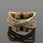 14K Yellow Gold Diamond Criss Cross Ring 0.88ctw Multi Row Pave Size 7 - Devine & Co.