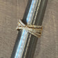 14K Yellow Gold Diamond Criss Cross Ring 0.88ctw Multi Row Pave Size 7 - Devine & Co.
