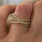 14K Yellow Gold Diamond Criss Cross Ring 0.88ctw Multi Row Pave Size 7 - Devine & Co.