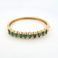 14K Yellow Gold Emerald & Diamond Bangle Bracelet, Marquise Emeralds, 7.5 Oval - Devine & Co.