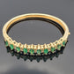 14K Yellow Gold Emerald & Diamond Bangle Bracelet, Marquise Emeralds, 7.5 Oval - Devine & Co.