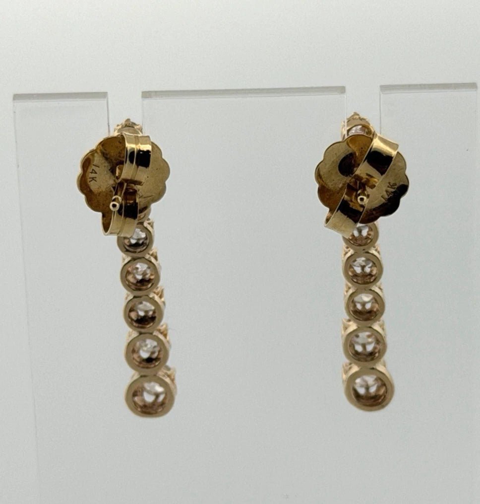 14K Yellow Gold Old European Cut Diamond Drop Earrings 2.00 CTW 5.50g - Devine & Co.