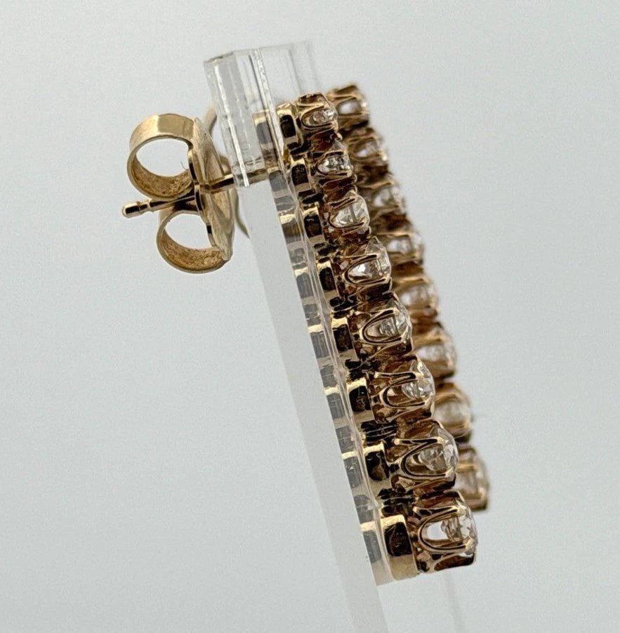 14K Yellow Gold Old European Cut Diamond Drop Earrings 2.00 CTW 5.50g - Devine & Co.