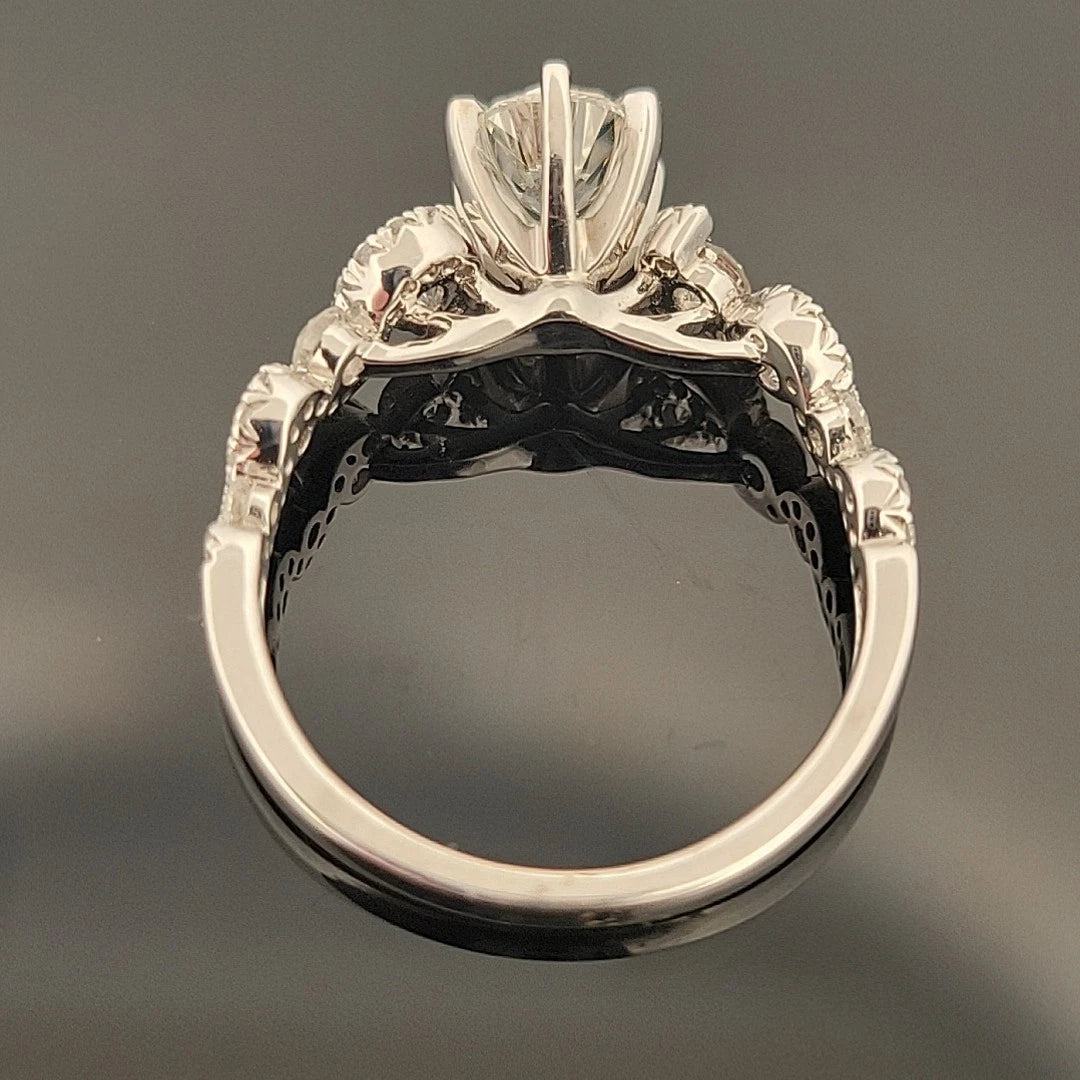 14KW Gold Diamond Engagement Ring EGL 0.80ct G/VS1, Pave Twist Shoulders 0.54ct - Devine & Co.