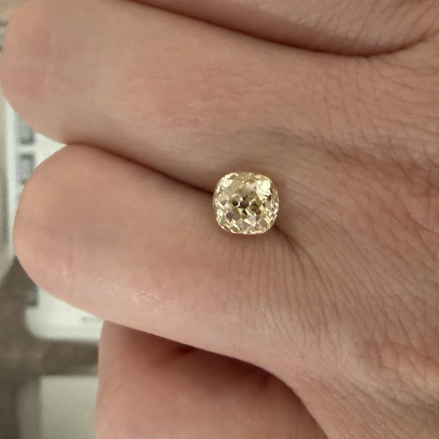 1.75CT Fancy Yellow Old Miner Cut Diamond Loose Natural I2 Antique Cushion - Devine & Co.