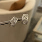 18K White Gold Diamond Cutout Hoop Earrings 0.21ctw Scalloped Jumbo Backs - Devine & Co.