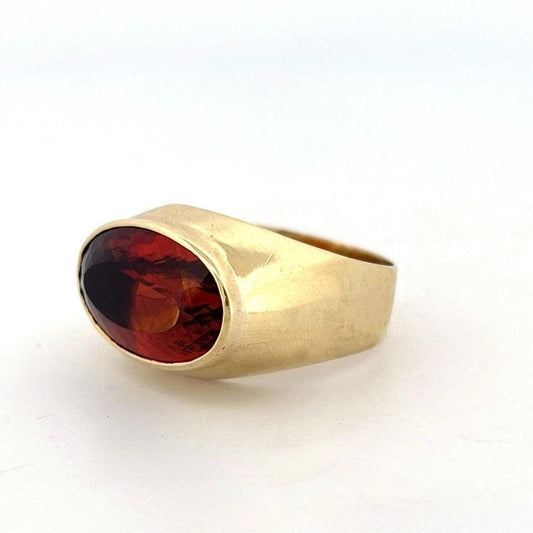 18K Yellow Gold 9.60 CT 10 Grams Madeira Citrine East-West Bezel Set Ring - Devine & Co.