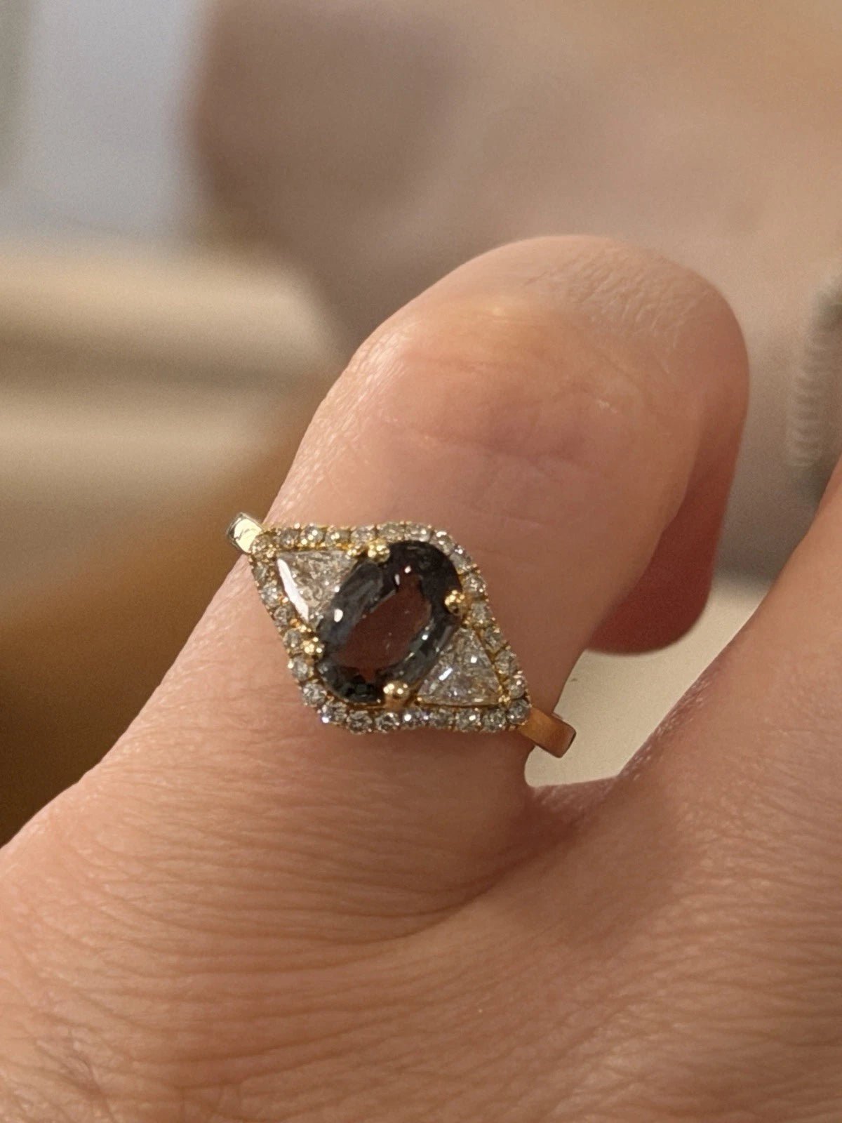 18K Yellow Gold Alexandrite & Diamond Ring 1.53ct Oval FGL Certified 0.59ctw - Devine & Co.
