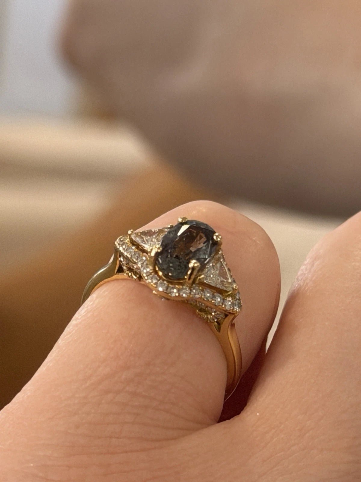18K Yellow Gold Alexandrite & Diamond Ring 1.53ct Oval FGL Certified 0.59ctw - Devine & Co.