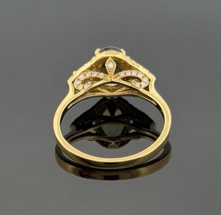 18K Yellow Gold Alexandrite & Diamond Ring 1.53ct Oval FGL Certified 0.59ctw - Devine & Co.