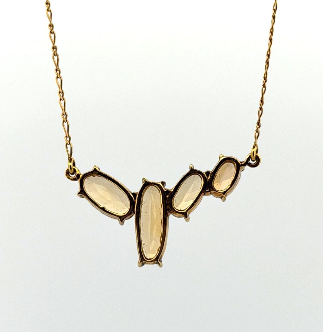 18K Yellow Gold Citrine Necklace 4 Stone Faceted Oval Citrine 17” 4.69g - Devine & Co.