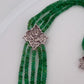 14K White Gold Approx. 290 Carats 20" Diamonds 5-Strand Faceted Emerald Necklace