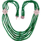 14K White Gold Approx. 290 Carats 20" Diamonds 5-Strand Faceted Emerald Necklace