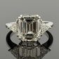 Consignment - Platinum Three-Stone Ring 4.10ct Emerald Cut Diamond GIA Certified Trillion Sides Size 6.5 - platinum, diamo...