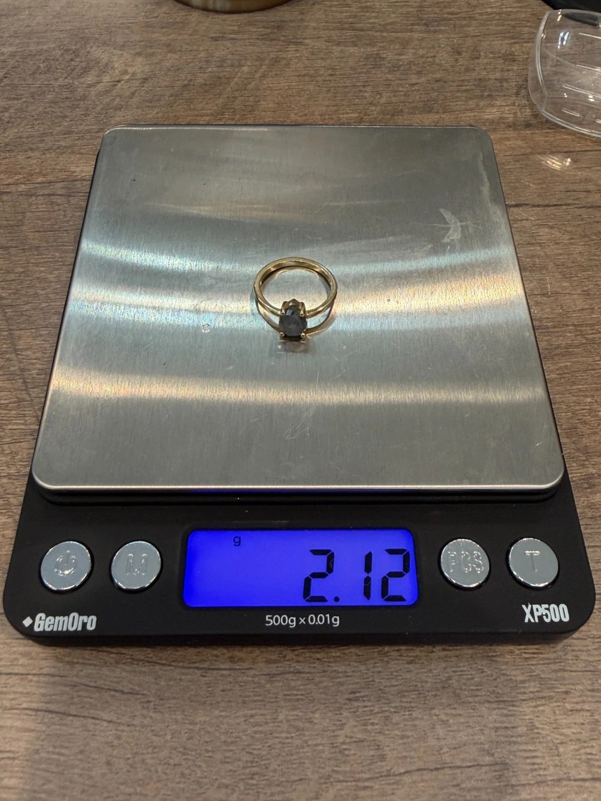 14K Yellow Gold 1CTW Natural Salt & Pepper Pear Shape Diamond Ring Size 4.25