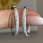 3.50ctw VS G-H Inside-Outside Pave Set 18K White Gold Diamond Hoop Earrings - Devine & Co.