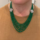 14K White Gold Approx. 290 Carats 20" Diamonds 5-Strand Faceted Emerald Necklace