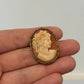 Victorian Style Shell Cameo Yellow Plated Frame Brooch, 3.5cm x 2.5cm