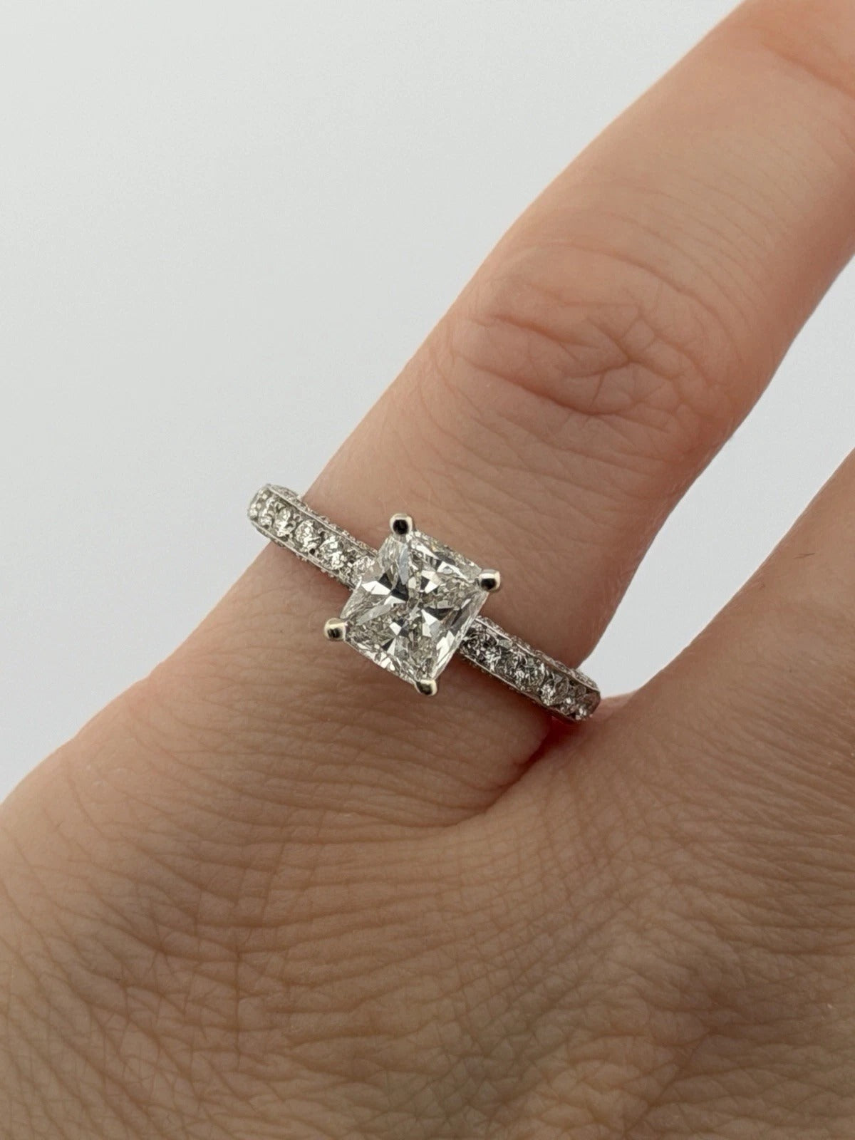 Consignment - Natural GIA Certified 1.21ct F VS1 14K Gold Cushion Diamond Engagement Ring Size 6 - 14k gold, diamond, ring...