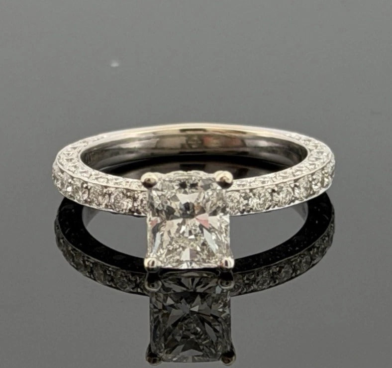 Consignment - Natural GIA Certified 1.21ct F VS1 14K Gold Cushion Diamond Engagement Ring Size 6 - 14k gold, diamond, ring...