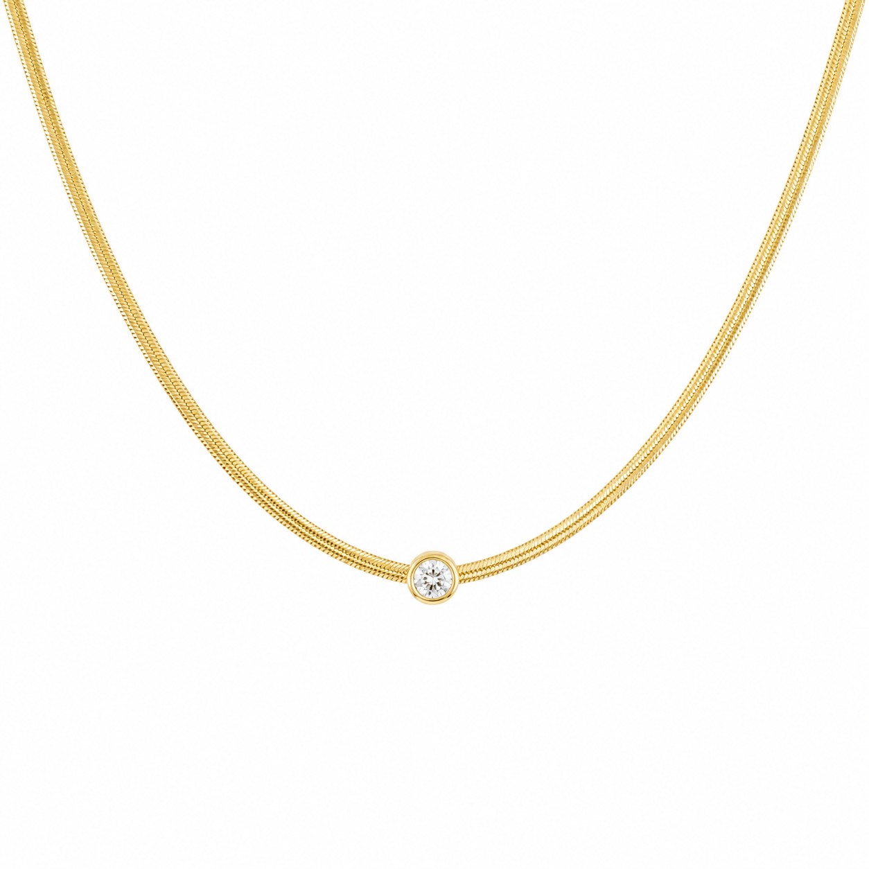 New Chain 14KY 14.5" Fit on Pendant - Oval Snake Polished Lobster 1.95mm